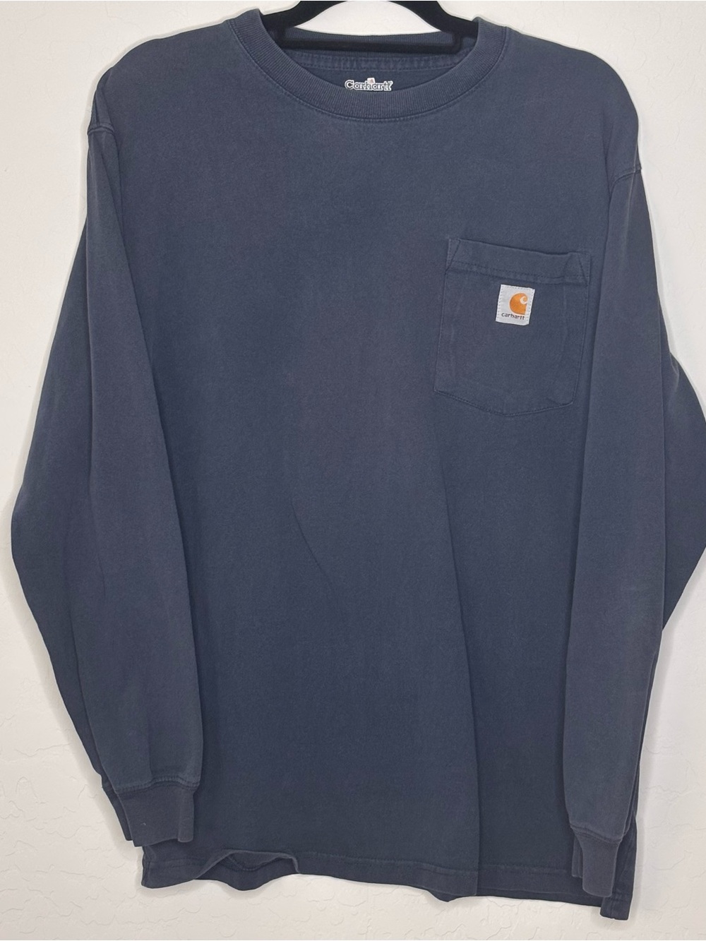 Carhartt Shirt Mens M Navy Original Fit Long Sleeve Logo Casual Workwear K126